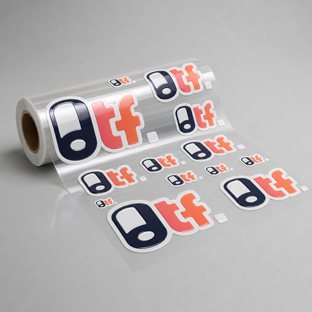 UV-DTF Transfers Rollenware – Meterware mit glänzenden Rub-On-Stickern auf klarer Folie | DTF.online