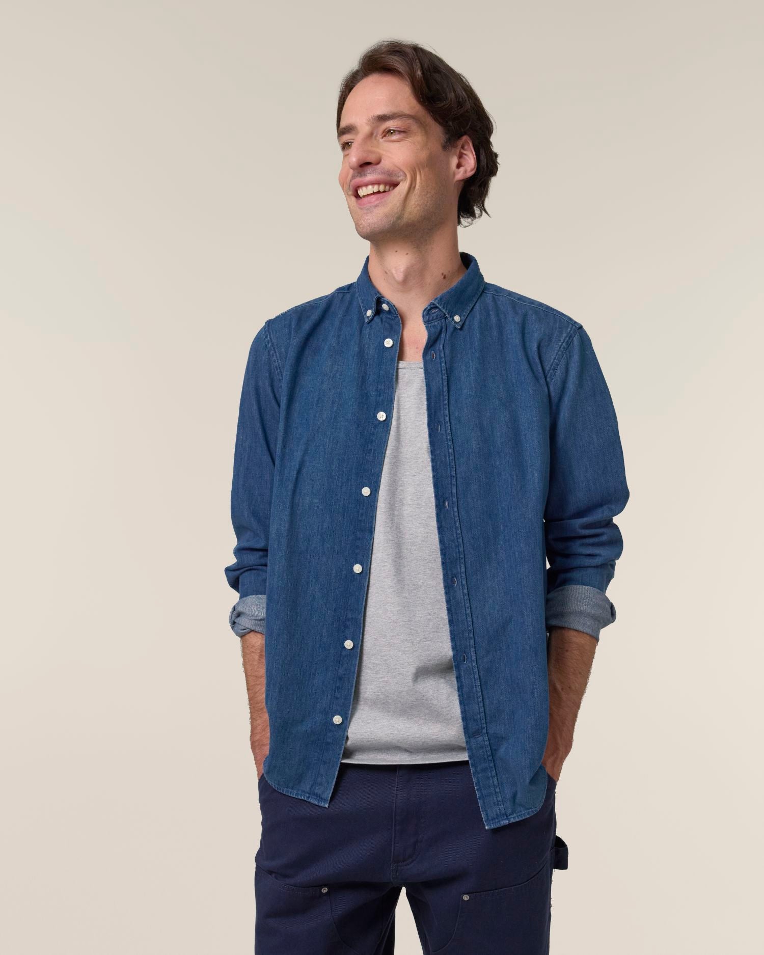 Stanley/Stella Stanley Denim Shirt | STWM967 | Herren Hemden Mid Wash